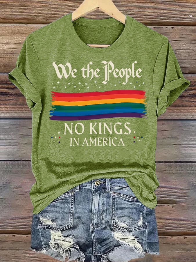 🔥Buy 3 Get 15% Off🔥Women's We the People NO KINGS IN AMERICA Printed Casual T-Shirt