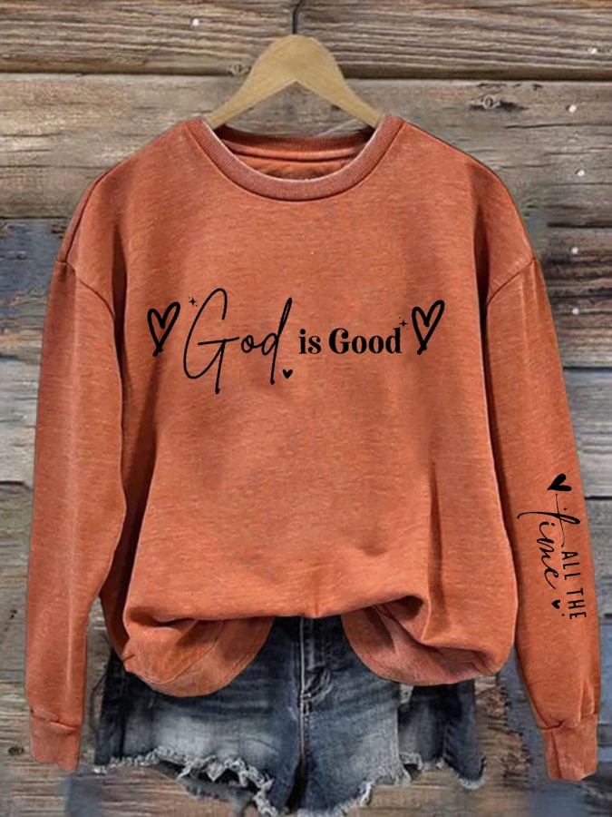 Women's God Is Good Printed Casual Sweatshirt
