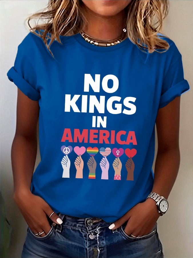 🔥Buy 3 Get 15% Off🔥Women's NO KINGS IN AMERICA Print T-Shirt