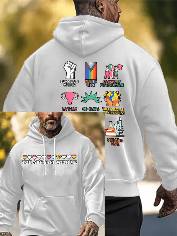 Men's You are safe with me Print Hoodie