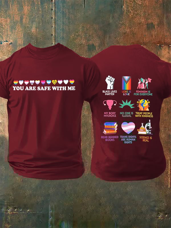 Men's You are safe with me Printed T-Shirt