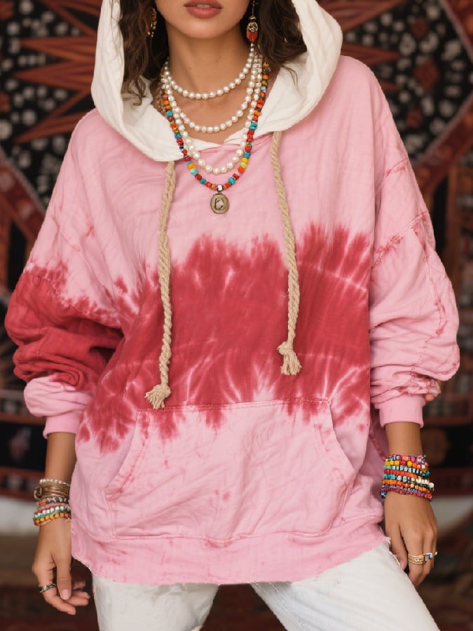 Women's Casual Breast Cancer Awareness Ombre Print Sweatshirt