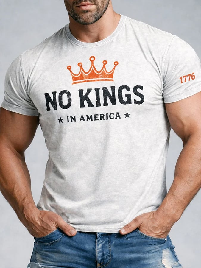 Men's Retro No Kings III 50 State Nationwide Protest March 28th Print T-Shirt