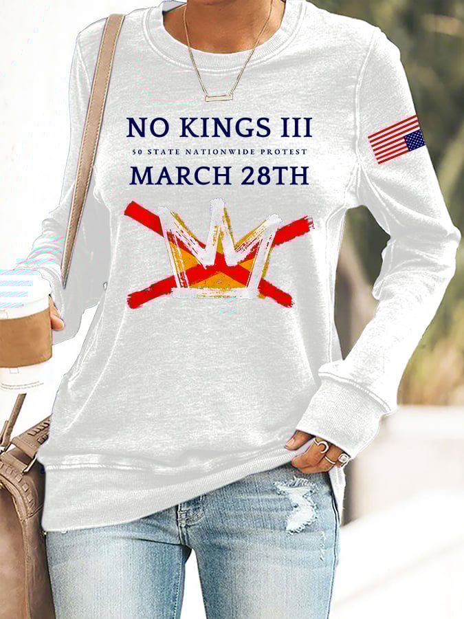 🔥Buy 3 Get 15% Off🔥Retro No Kings III 50 State Nationwide Protest March 28th Print Sweatshirt