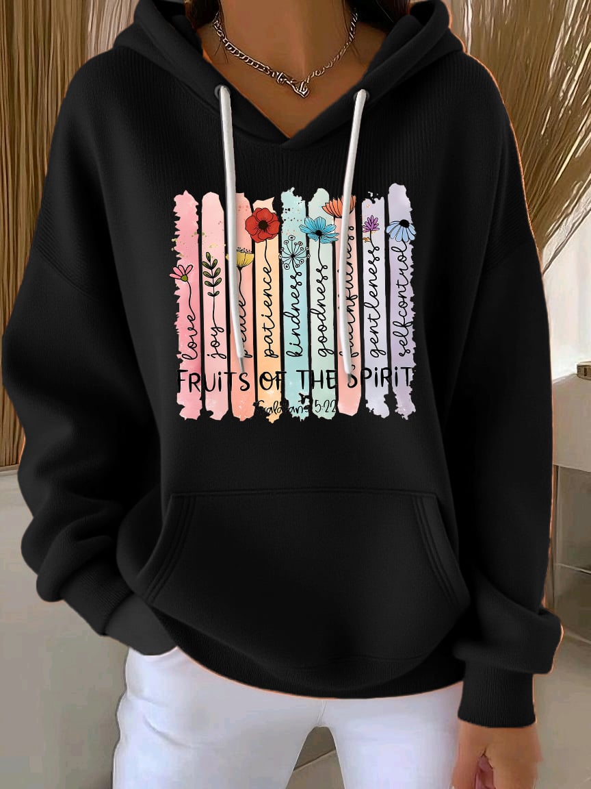 Women's Faith Print Casual Hoodie