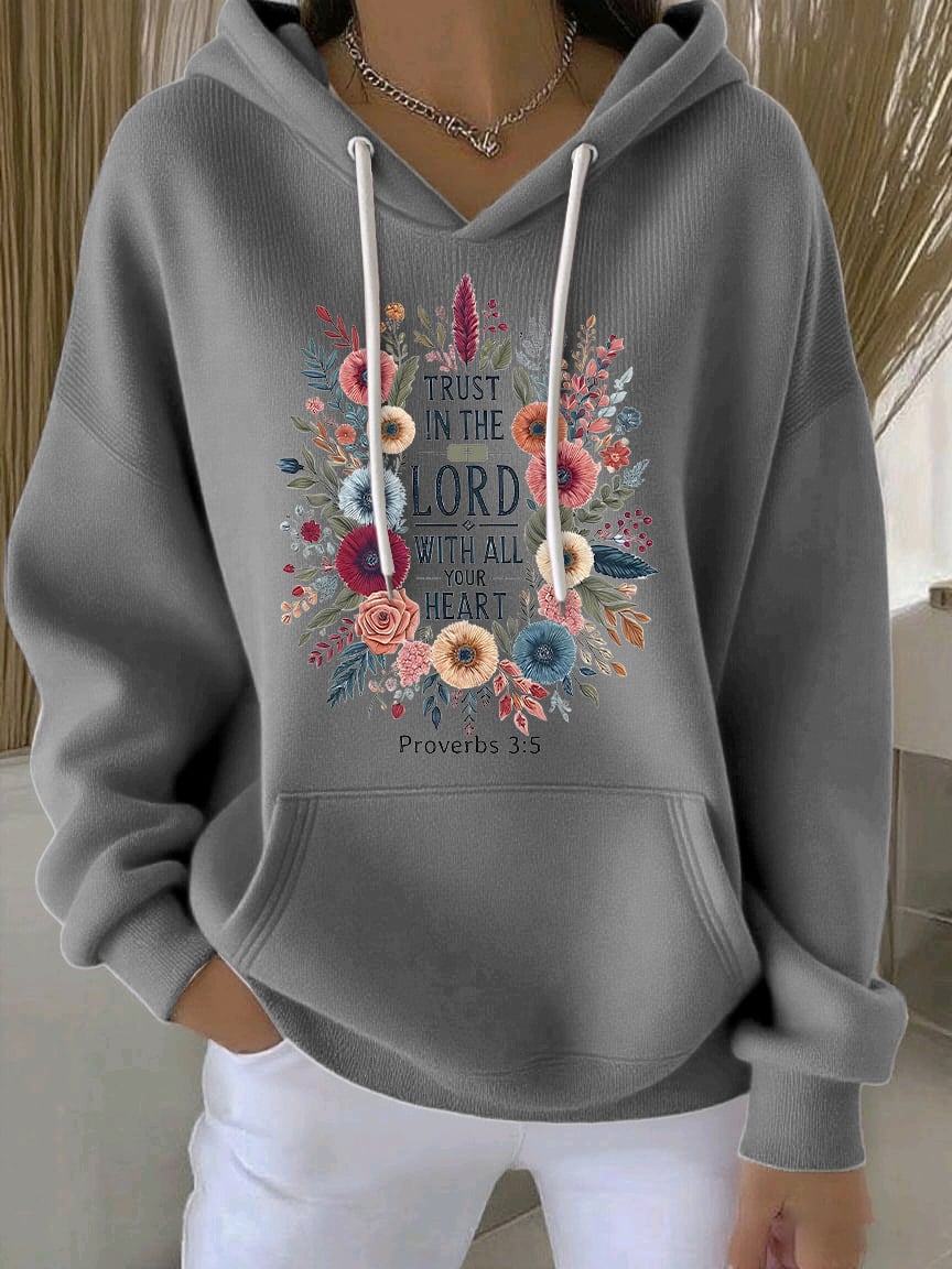 Women's Faith Print Casual Hoodie