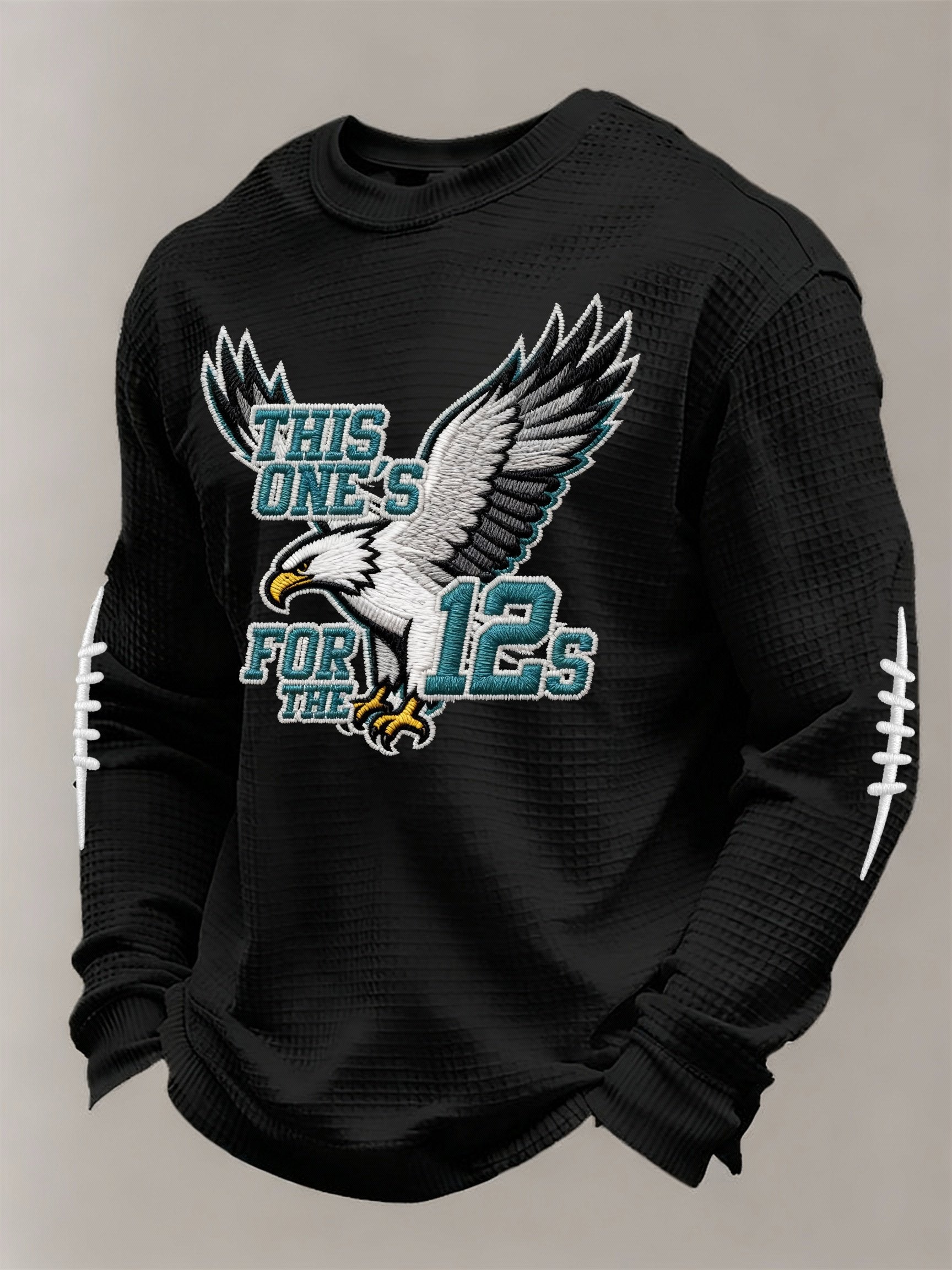 Men’s Football Graphic Waffle Knit Long Sleeve Crewneck T-Shirt