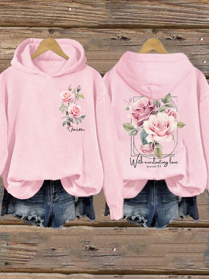 Women'S Casual Christina Jeremiah 31:3 With Everlasting Love Print Hoodie