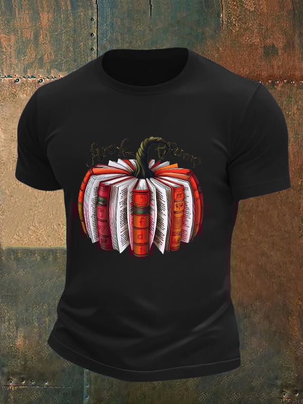 🔥Buy 3 Get 15% Off🔥Men's Fall Book Pumpkin DTF transfer - FDT, Fall Aesthetic print T-Shirt