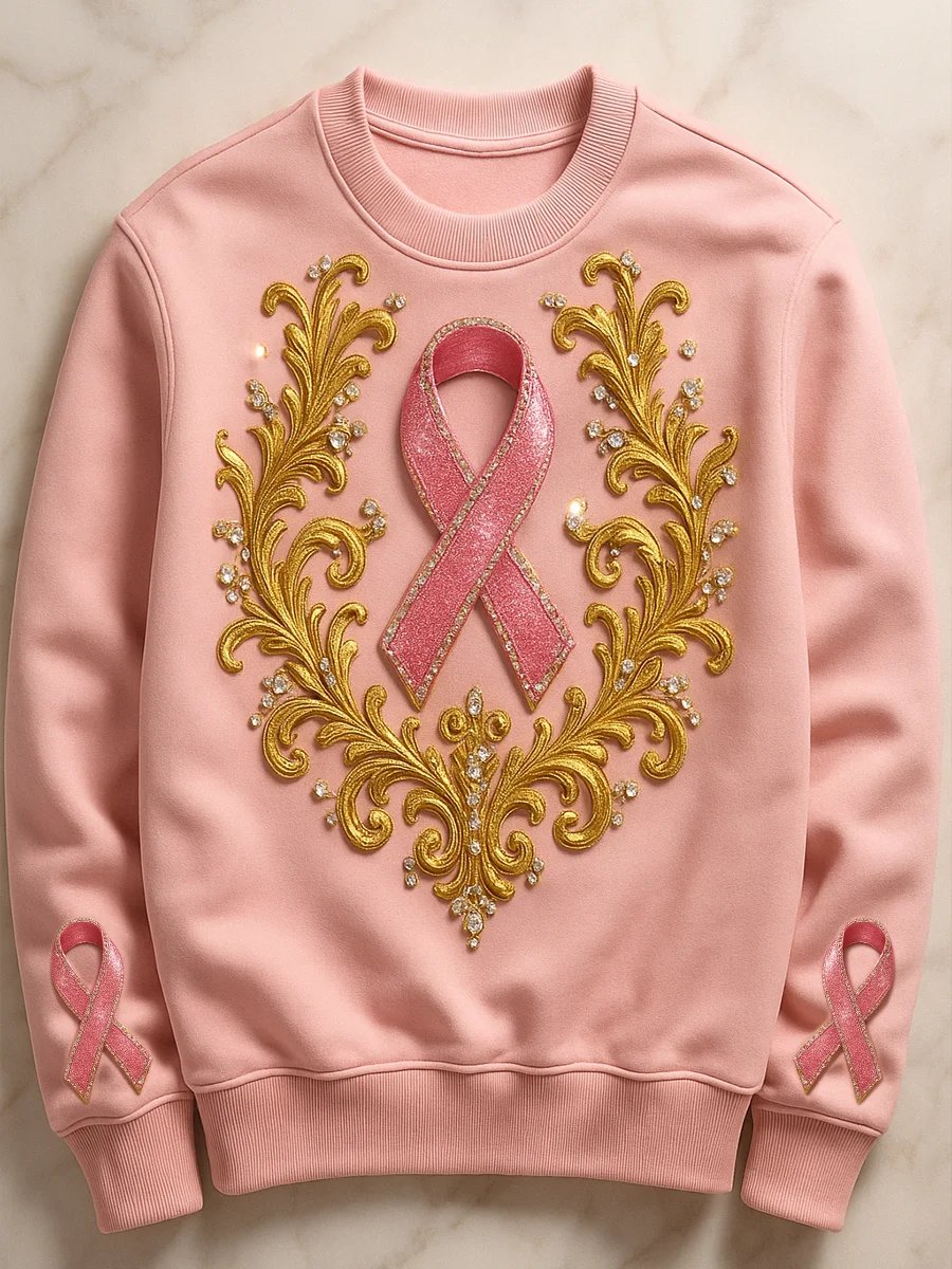 Women's Pink Breast Cancer Awareness Casual Sweatshirt