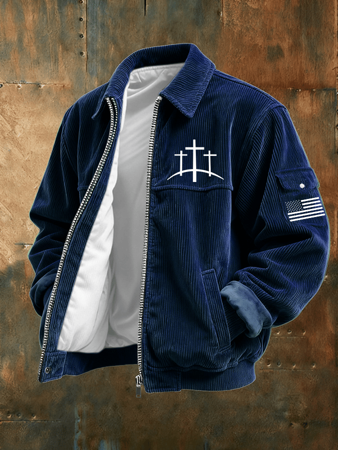 Faith Print Corduroy Casual Jacket