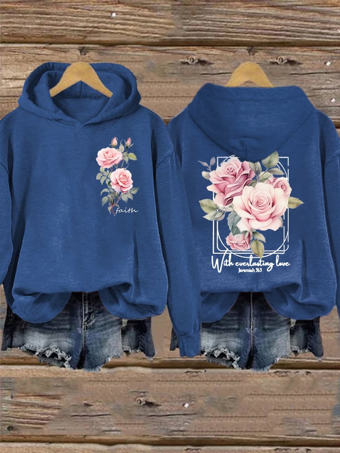 Women'S Casual Christina Jeremiah 31:3 With Everlasting Love Print Hoodie