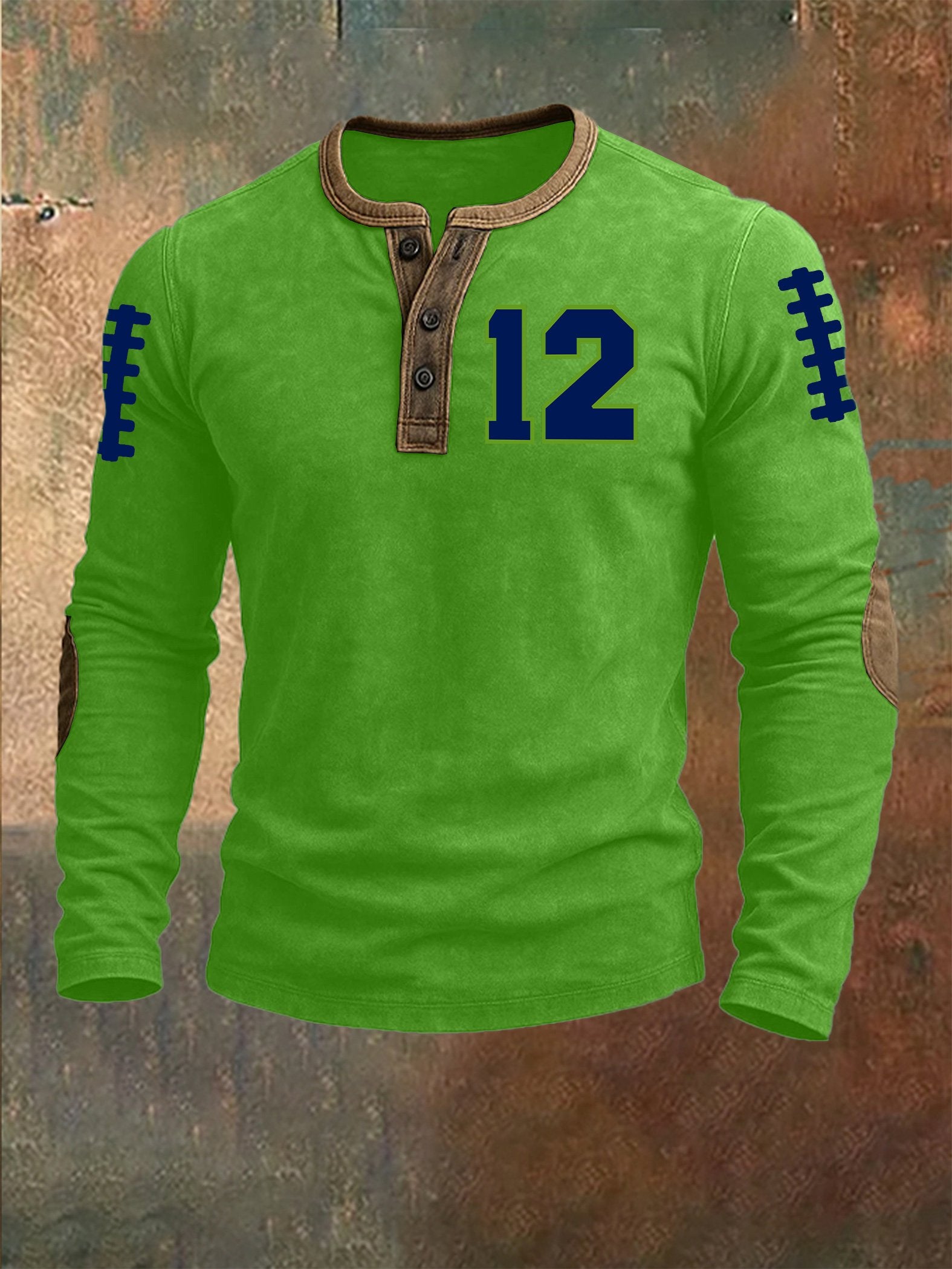 Men's Rugby Print Henley Top