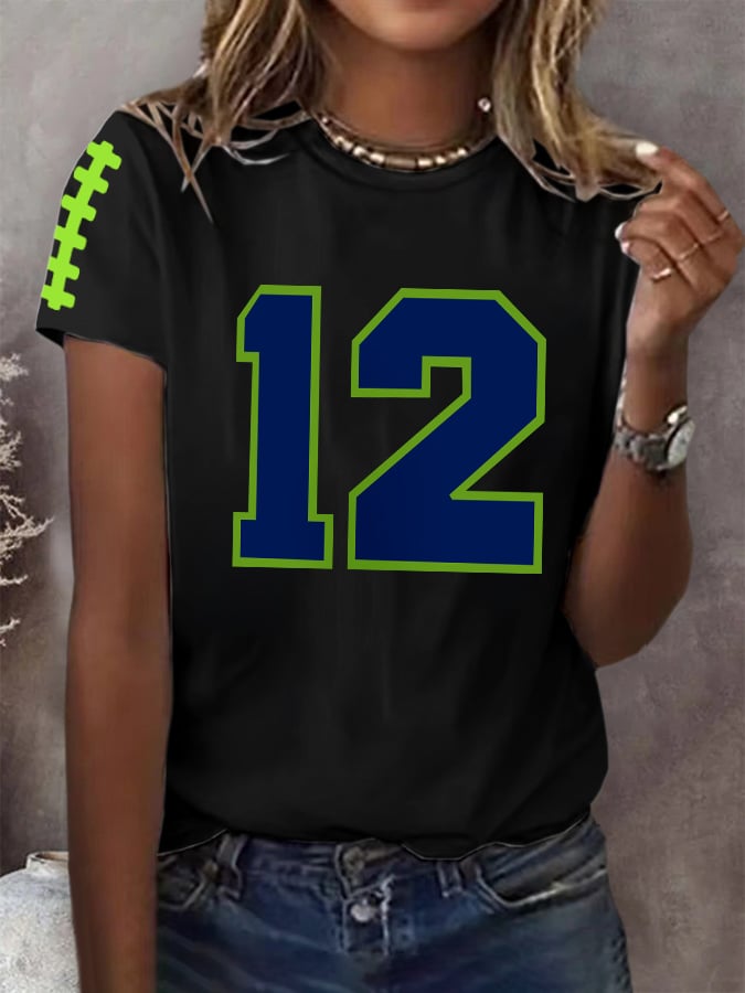 Women's Rugby Print Casual T-shirt