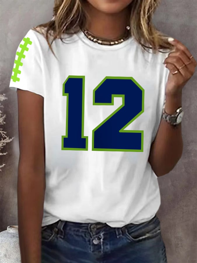 Women's Rugby Print Casual T-shirt