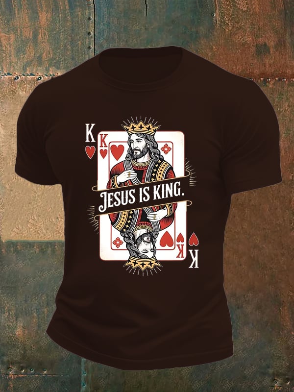 Men's Jesus Is King Christian Print T-Shirt