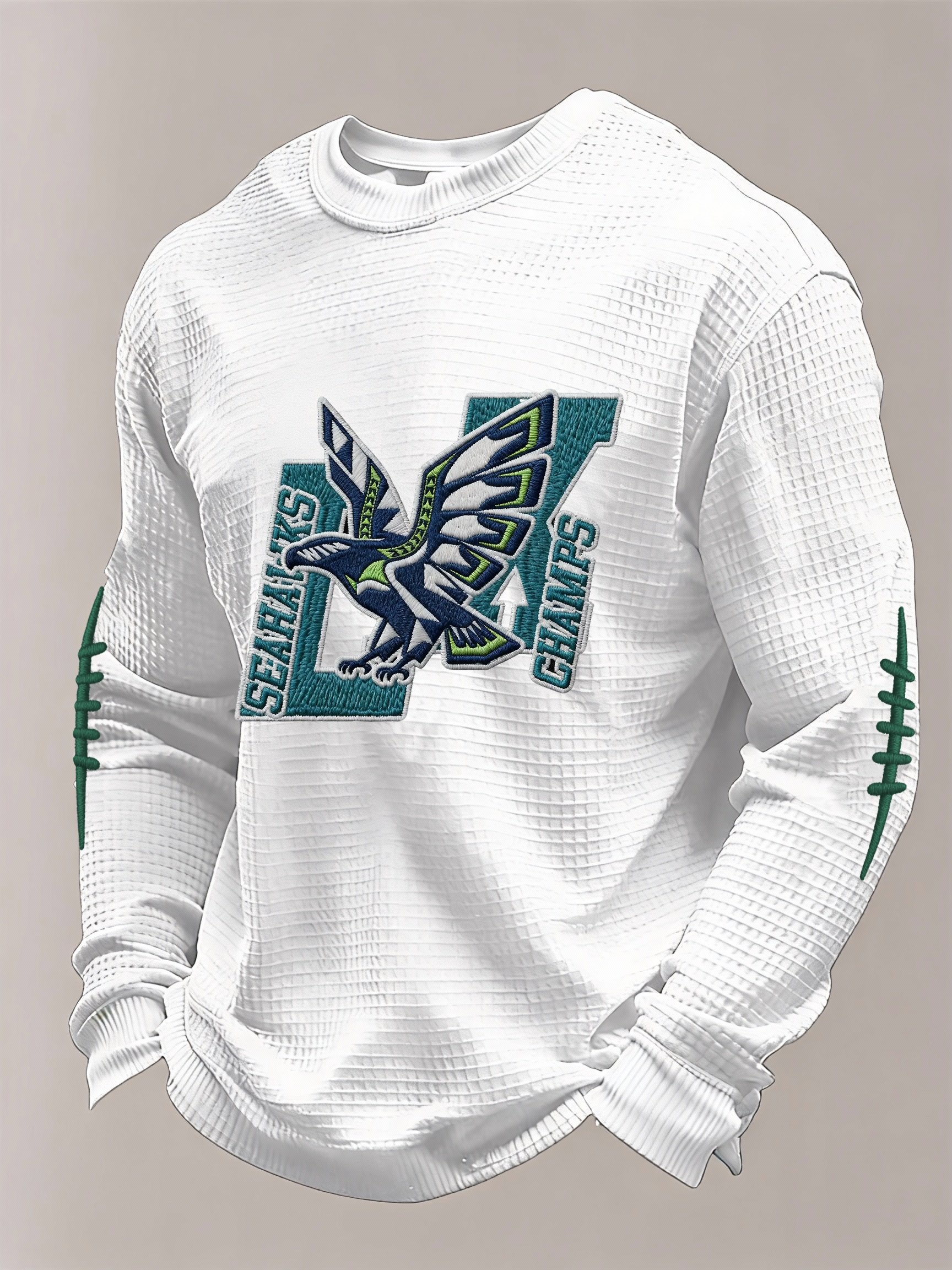 Men’s Football Graphic Waffle Knit Long Sleeve Crewneck T-Shirt