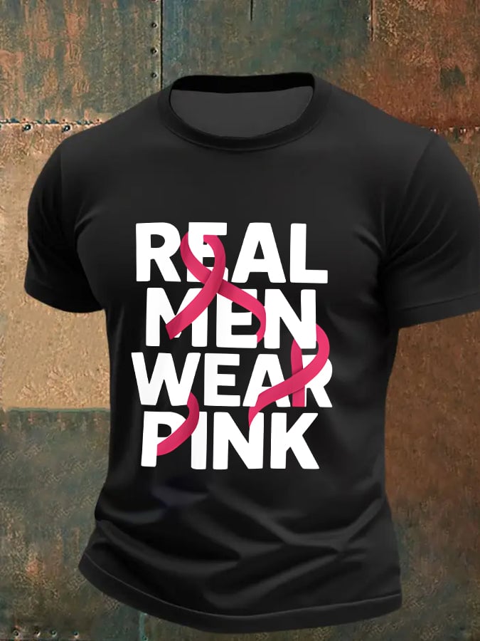 Men'S Casual Breast Cancer Print T-Shirt