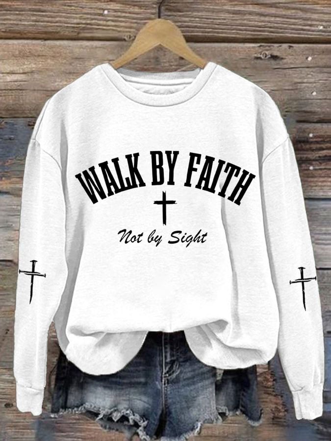 Women's Walk by Faith Not by Sight Print Casual Hoodie
