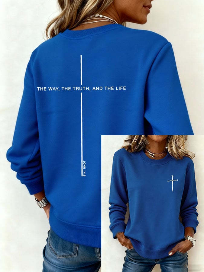 Women's Jesus The Way The Truth The Life Print Casual Sweatshirt