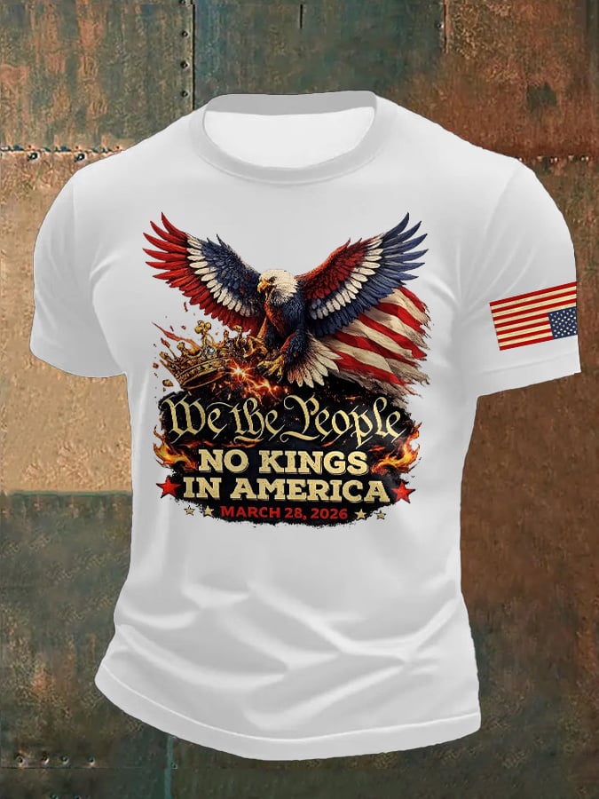 🔥Buy 3 Get 15% Off🔥Men's Retro We The People No Kings In America March 28 2026 Print T-Shirt