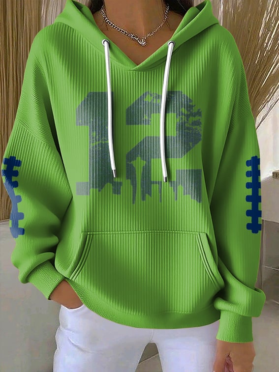 Women's Rugby Print Casual Hoodie