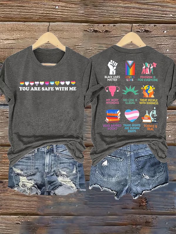 Women's You are safe with me Printed T-Shirt