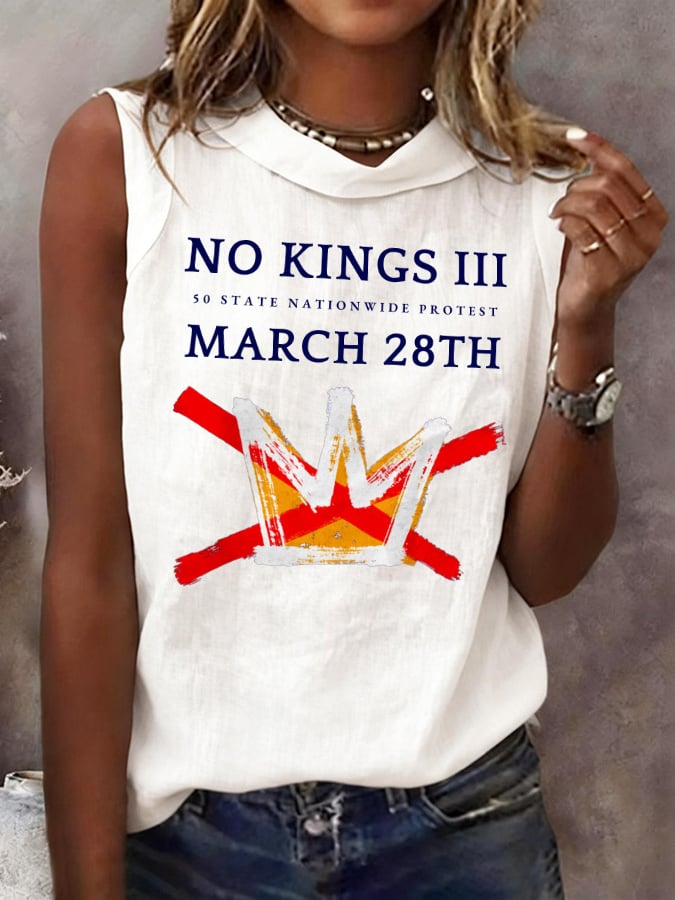 🔥Buy 3 Get 15% Off🔥Retro No Kings III 50 State Nationwide Protest March 28th Print Tops Tank