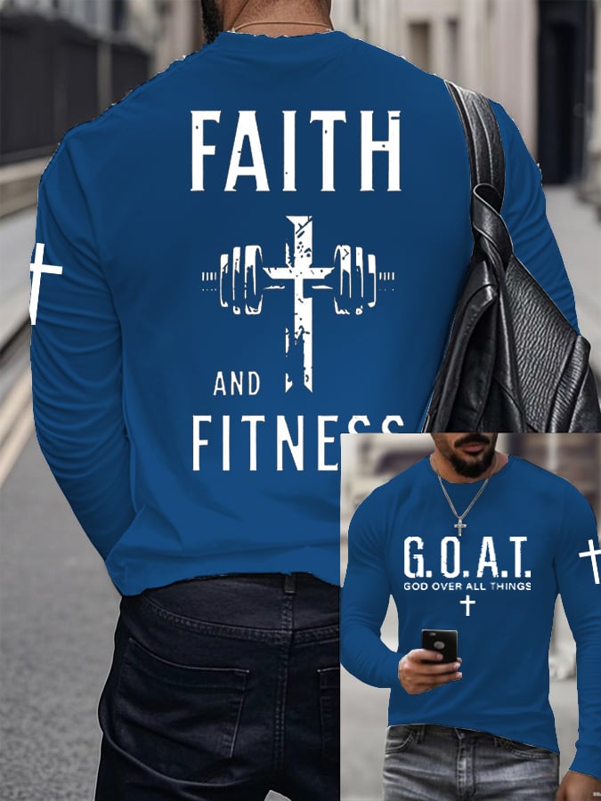 🔥Buy 3 Get 15% Off🔥Men's Raven's Gym Faith Printed Long Sleeve Top