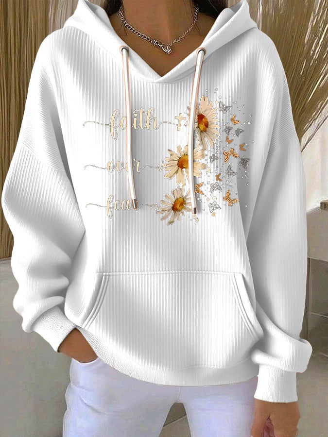 Women's Faith Print Casual Hoodie