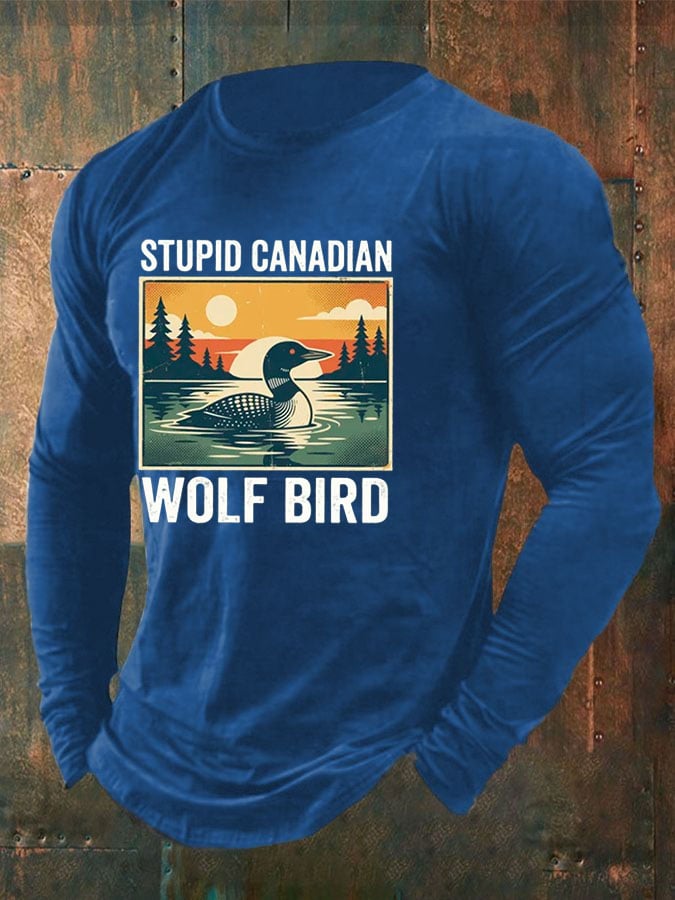 Men's Stupid Canadian Wolf Bird T-Shirt