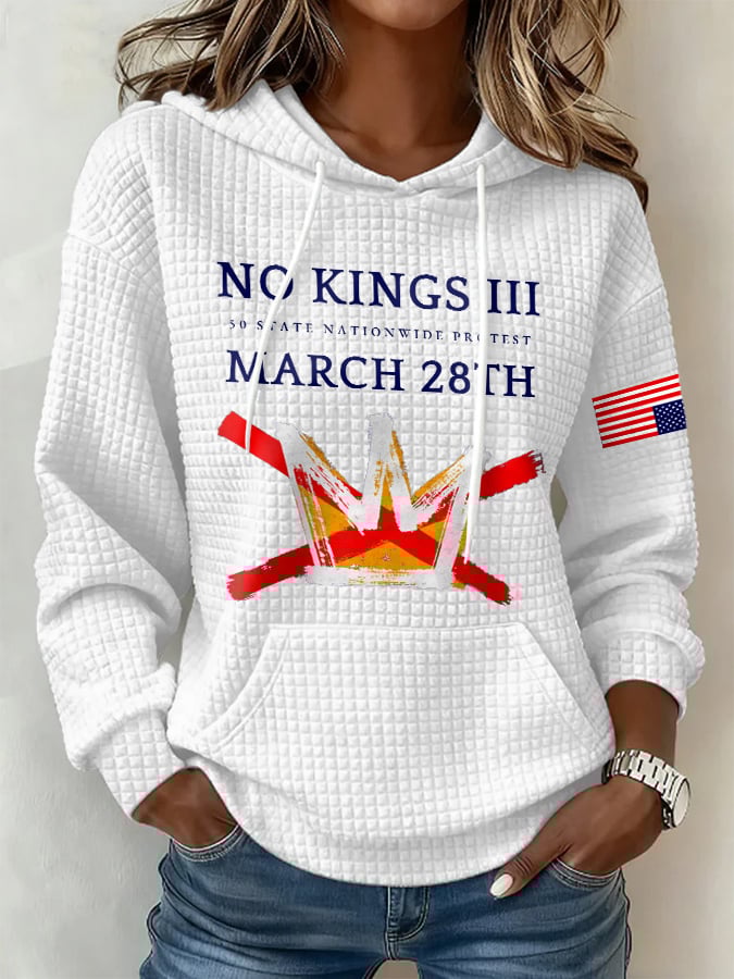 🔥Buy 3 Get 15% Off🔥Retro No Kings III 50 State Nationwide Protest March 28th Print Hoodie