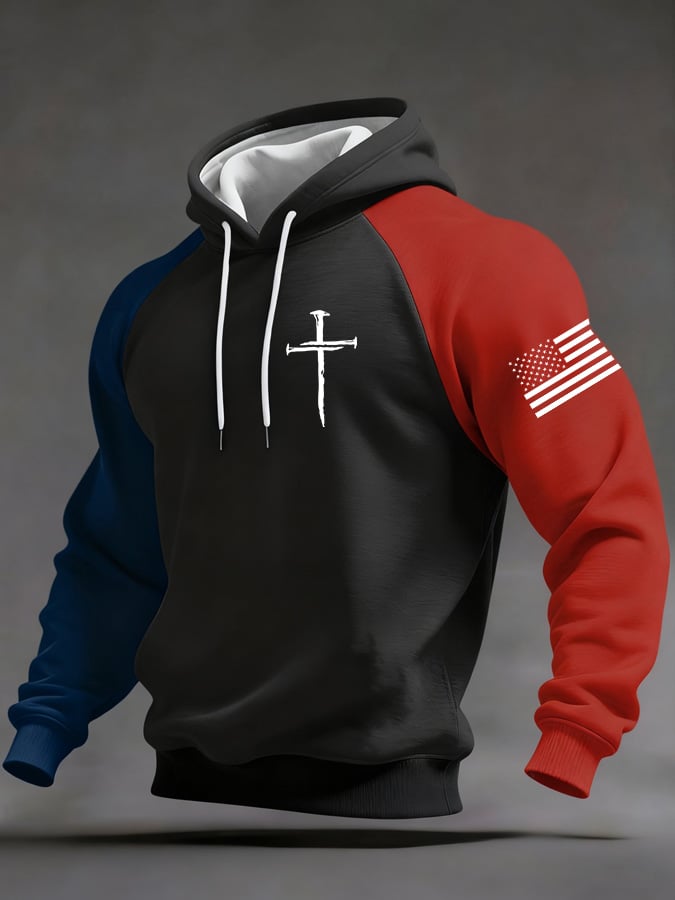Men's Retro Faith Print Raglan Hoodie