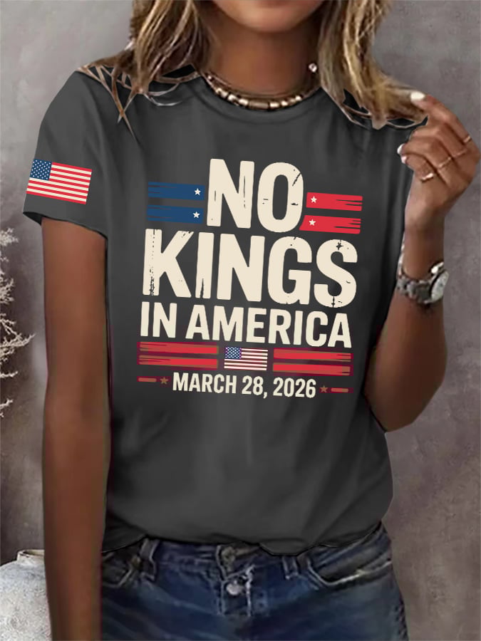 🔥Buy 3 Get 15% Off🔥Retro No Kings In America March 28 2026 Print T-Shirt