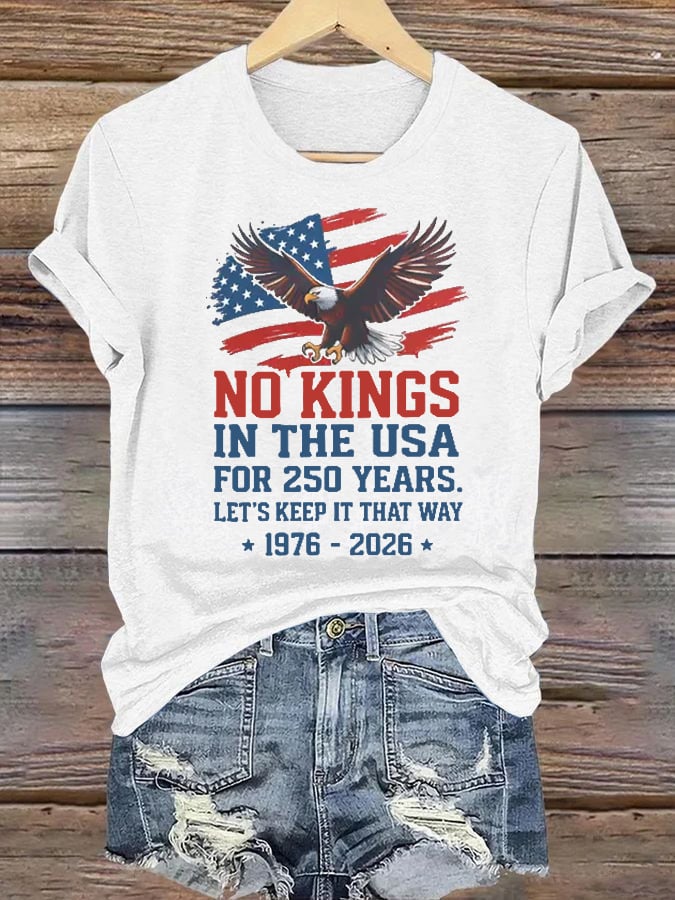 🔥Buy 3 Get 15% Off🔥Women's No Kings USA Patriotic Tee ,250 Years of Democracy printed T-shirt