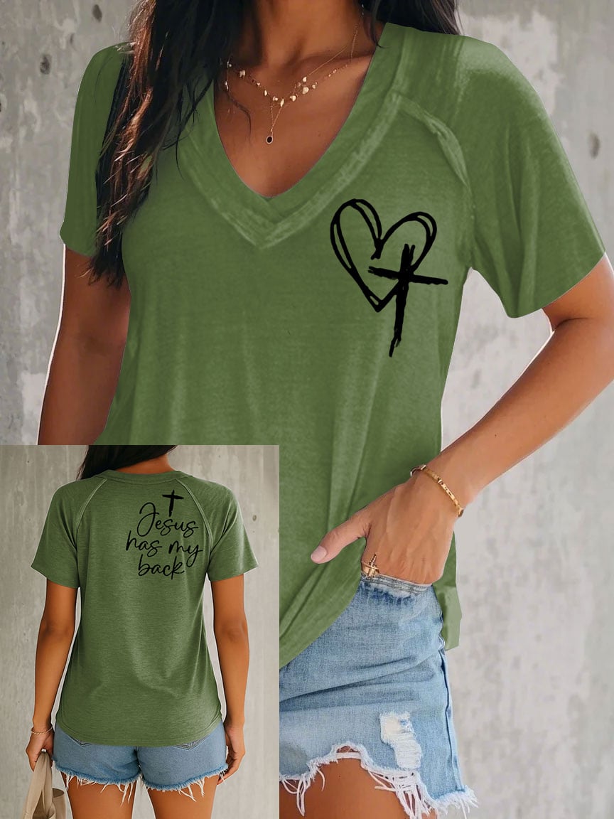 Women's Faith Cross Printed Short Sleeve T-shirt