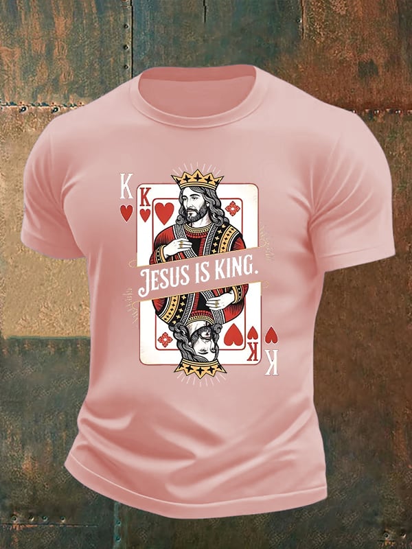Men's Jesus Is King Christian Print T-Shirt