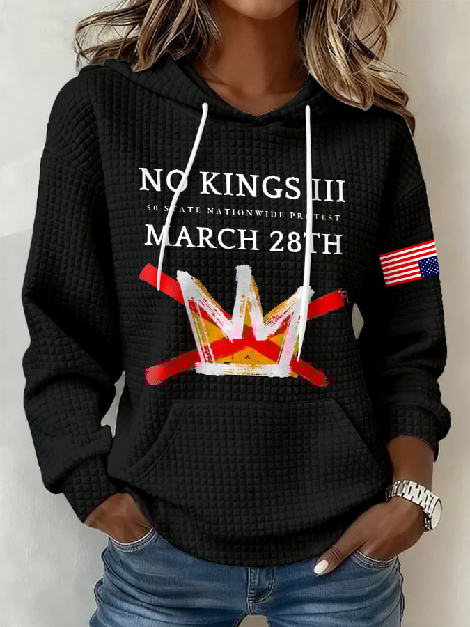 🔥Buy 3 Get 15% Off🔥Retro No Kings III 50 State Nationwide Protest March 28th Print Hoodie