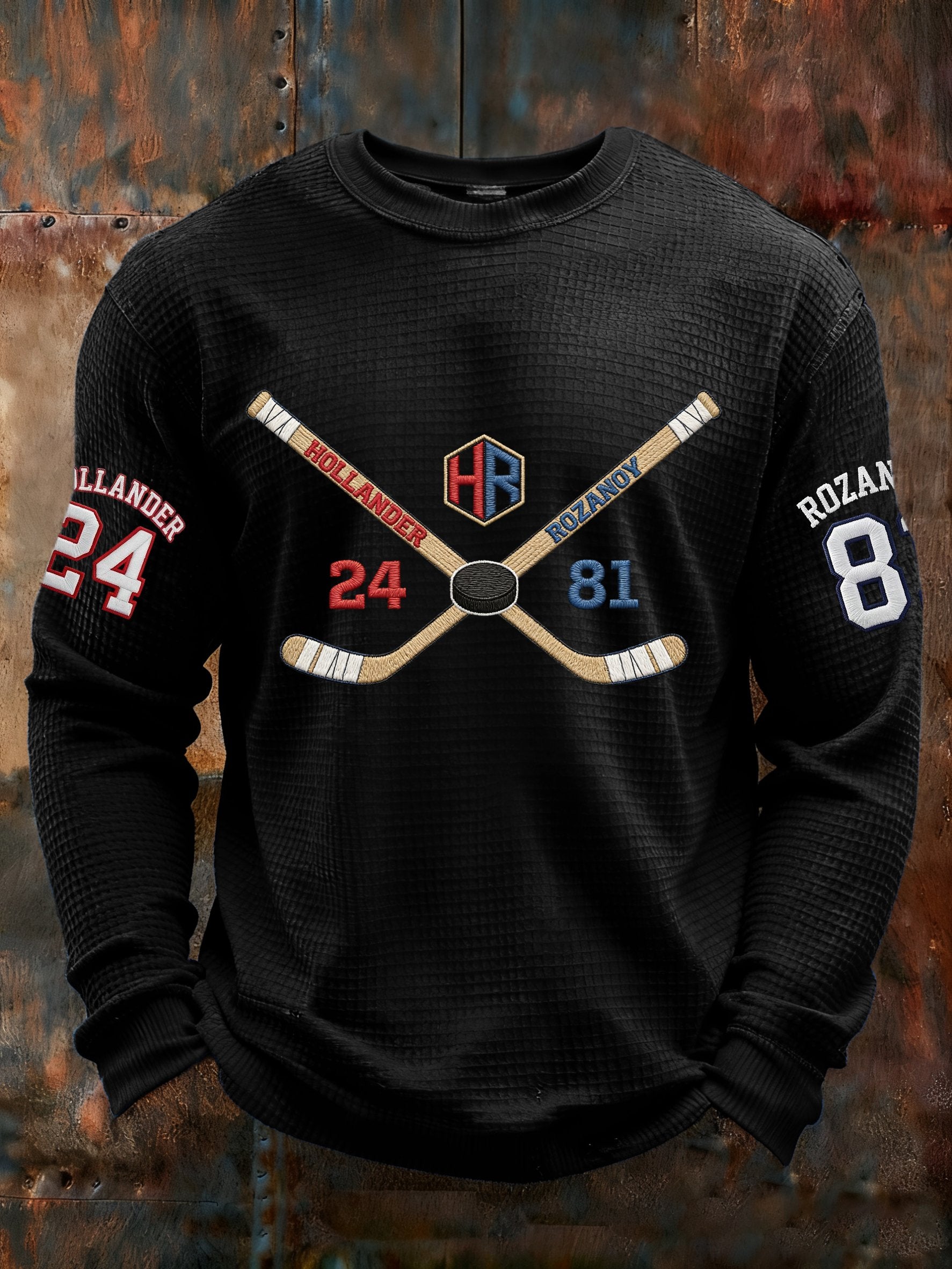 Men's Retro Hockey Printed Casual Long-Sleeved Top