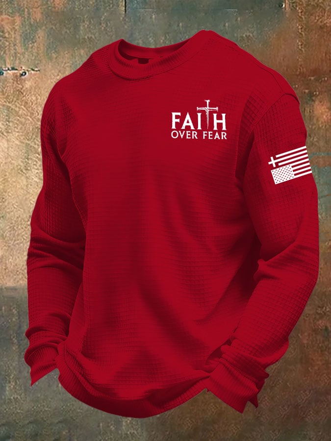 Men's Faith Over Fear Print Waffle T-Shirt