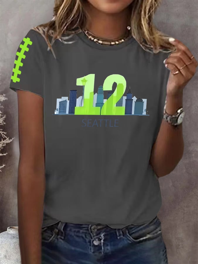 Women's Rugby Print Casual T-shirt