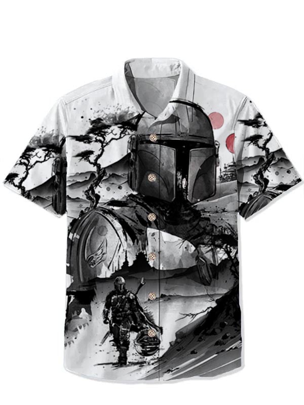 🔥Buy 3 Get 15% Off🔥Men's Ukiyoe Japanese Art Space War Masked Samurai Print Short Sleeve Shirt