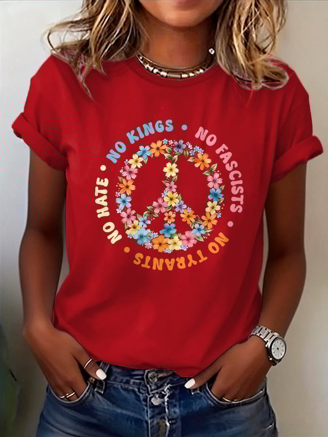 🔥Buy 3 Get 15% Off🔥Women's No Kings No Fascists Print T-Shirt
