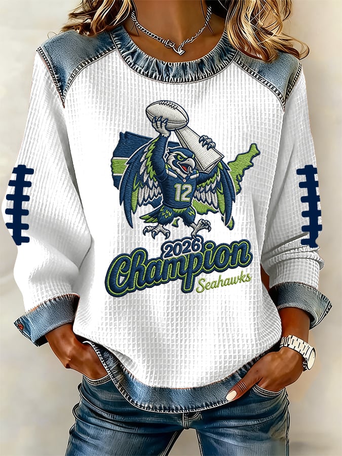 Women's rugby print long-sleeved sweatshirt