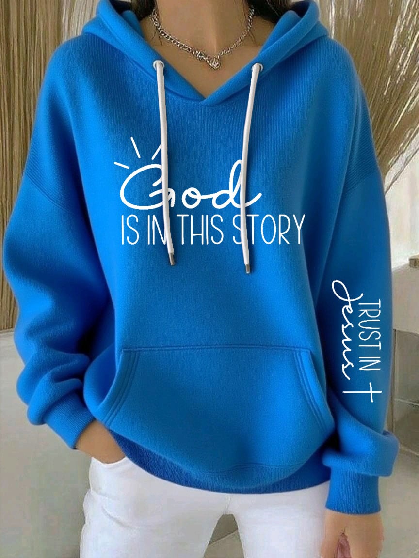 Women's casual retro God is good faith ribbed sweatshirt