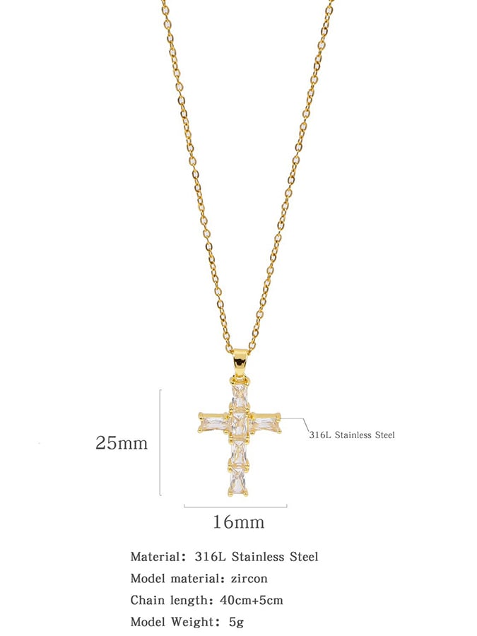 Fashionable Colorful Zircon Cross Necklace For Men And Women