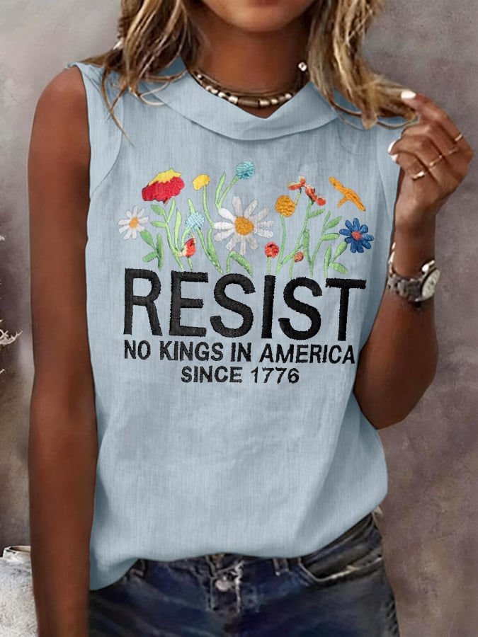 🔥Buy 3 Get 15% Off🔥Vintage Flowers Resist No Kings In America Since 1776 Tops Tank