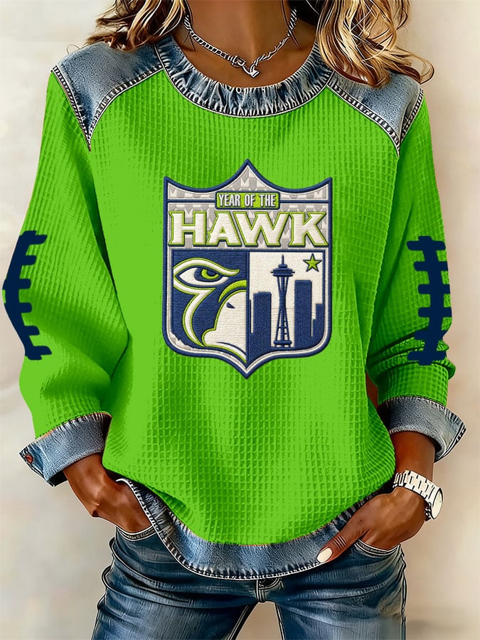 Women's Football Print Long-Sleeved Sweatshirt