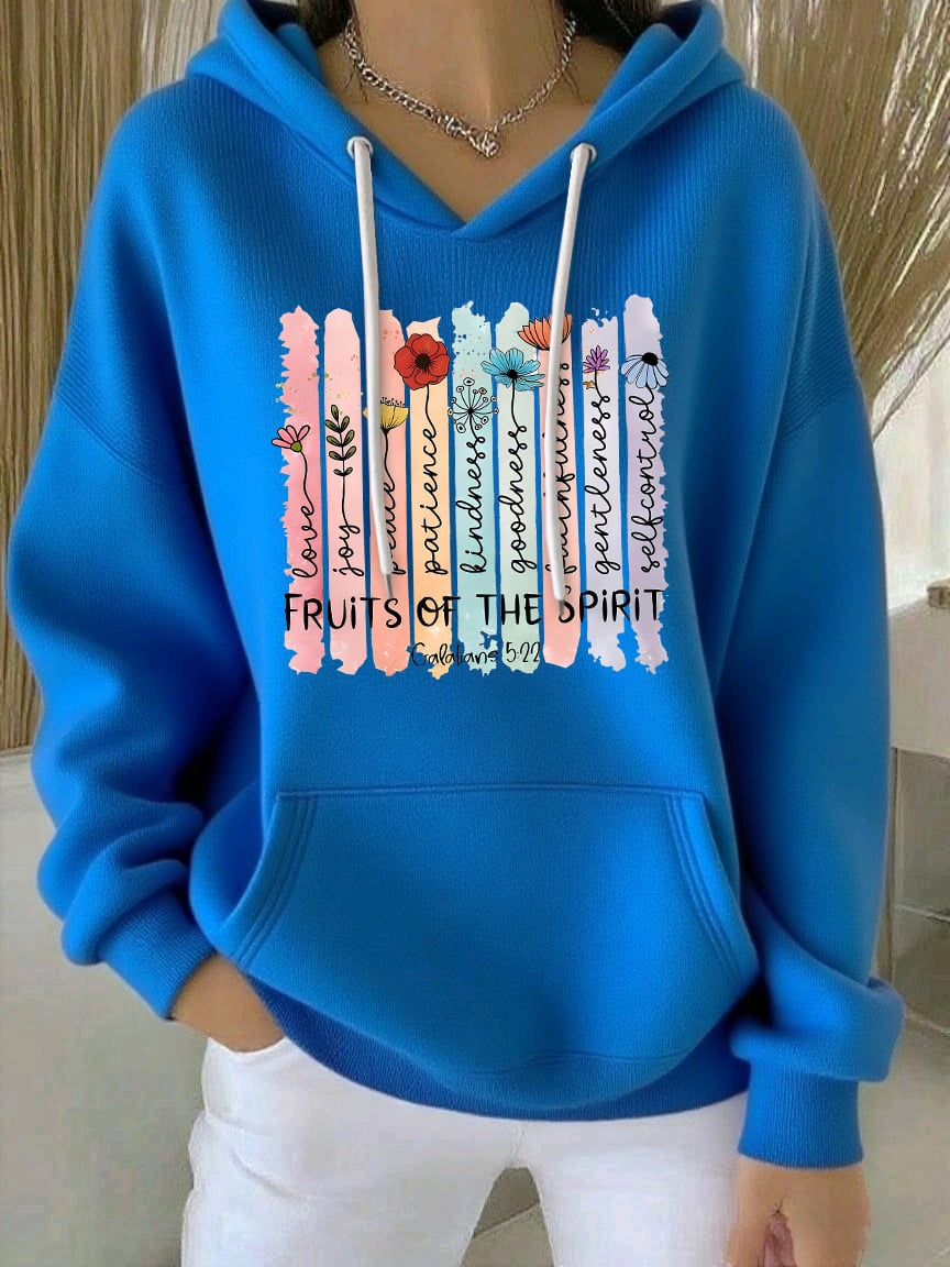 Women's Faith Print Casual Hoodie