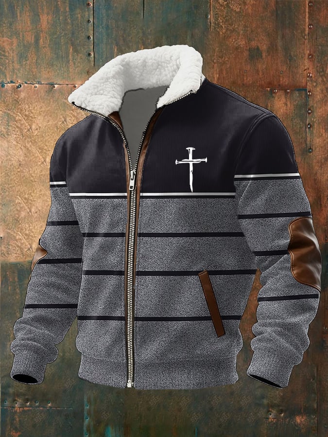 Men's Casual Faith Color Block Gradient Zipper Jacket